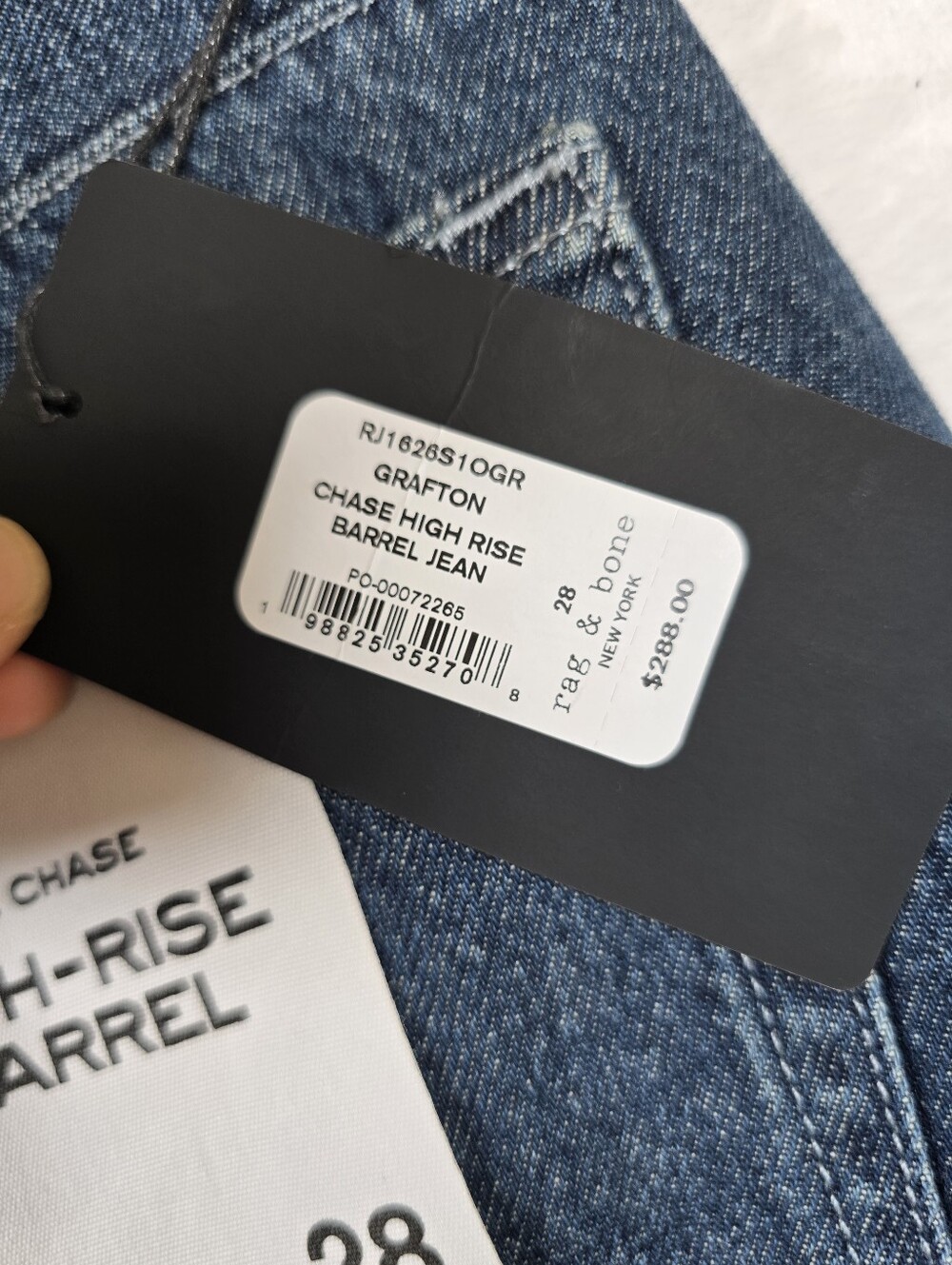 Rag & Bone The Chase High-Rise Barrel Jeans Grafton Blue Sz.28 - Picture 10 of 16
